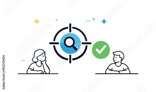 Healthy information boundaries. News headlines fading into the background while a focus icon and checkmark remain clear, showing selective attention. The scene