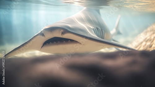 A photo of a shark's gills underwater.