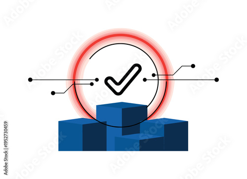 Minimalist modern-retro collage of a black-and-white candle flame placed before abstract shrine silhouette, white outline effect, deep blue circular backdrop