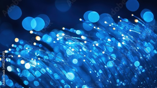 Blue Fiber Optic Lights with Bokeh Effect for Decorative and Visual - Interest Use
