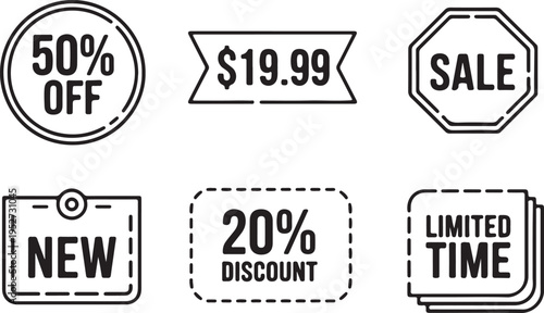 Sale and discount tags for retail promotions and advertising