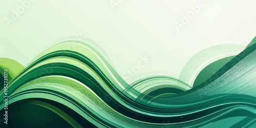 Abstract green wave background featuring a flowing vector design with light blue curves and motion lines for a modern business wallpaper illustration