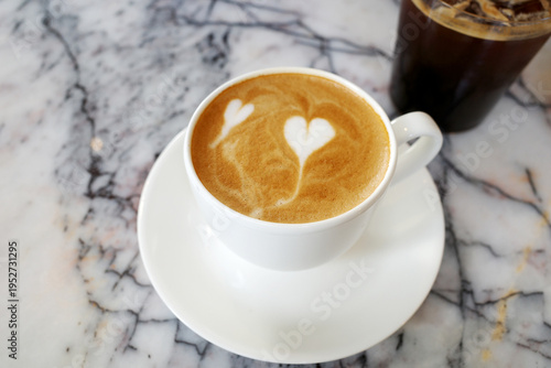 korea latte coffee cup art table