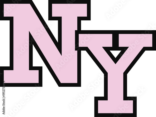 NYC NY new york logo slogan varsity usa collgege t-shirt design Slogan Logo Graphic Vector. Tee shirt and apparel print in trend style. Vector illustration.