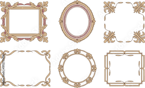 Vintage ornamental frames set with baroque borders and floral scrolls