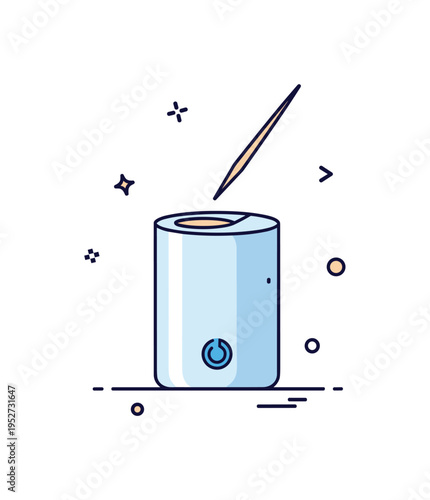 Modern toothpick dispenser sleek cylindrical holder with a single toothpick partially lifted, suggesting convenience and hygienic design in a clean