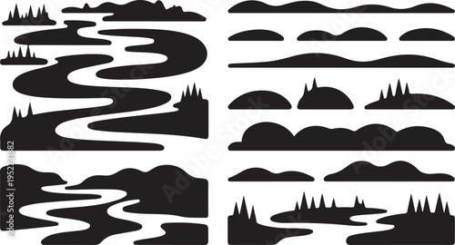 Landscape elements for nature scenes and backgrounds