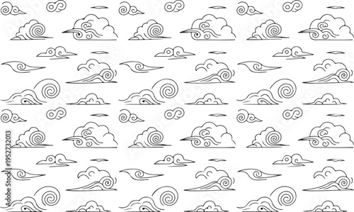 Oriental cloud pattern in traditional asian style with line details