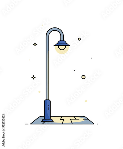 Street lamps classic tall lamp post casting a soft circular glow onto a small patch of pavement, evoking quiet evening atmosphere and calm urban solitude.