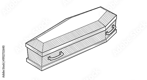 Vector illustration of a coffin, funeral, death, mourning symbol