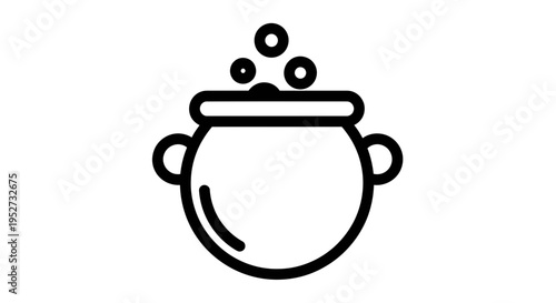 Vector cauldron icon, black line art