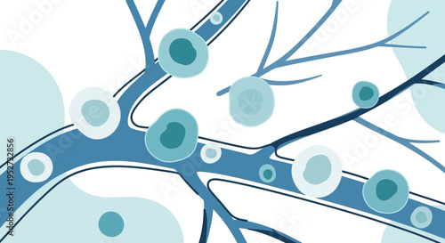 Abstract Blue Cells and Veins: Microscopic Biological Network