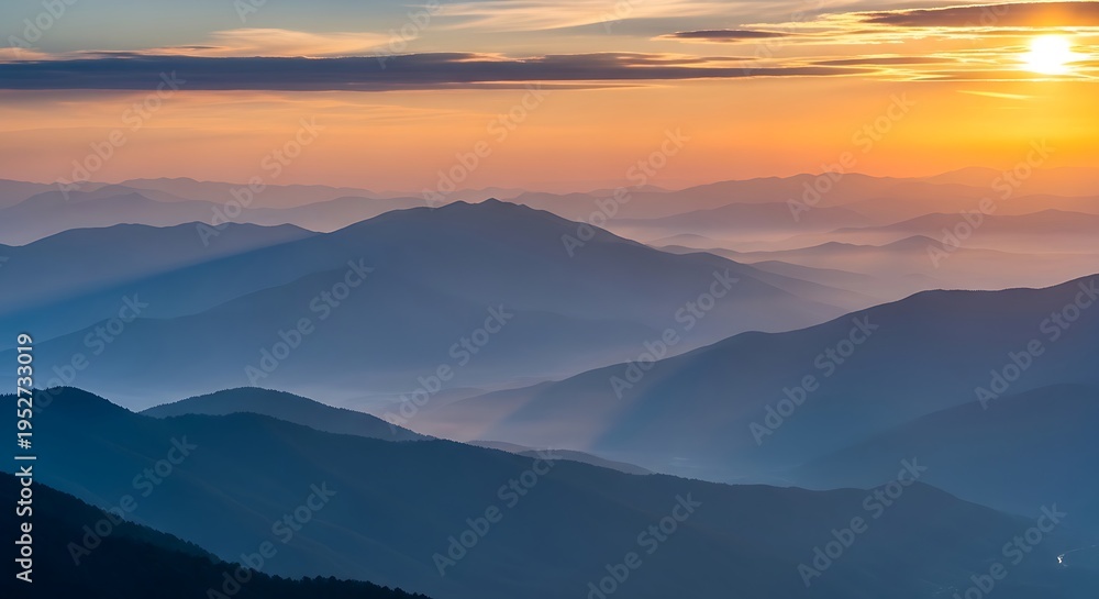 Obraz premium A mountain range with a sunset in the background