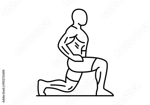 Ícono lineal de hombre realizando ejercicio de zancada