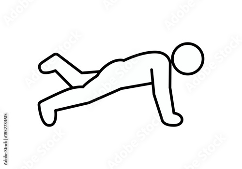 Icono lineal de una persona realizando flexiones de brazos o pushups