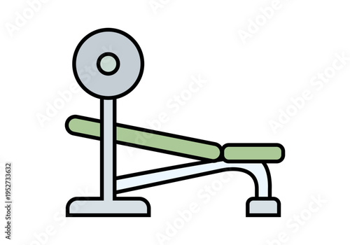 Icono lineal de un banco de pesas ajustable para entrenamiento de fuerza en el gimnasio
