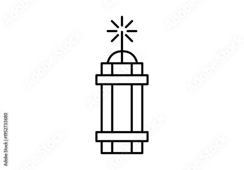 Icono lineal de un cartucho de dinamita con mecha encendida