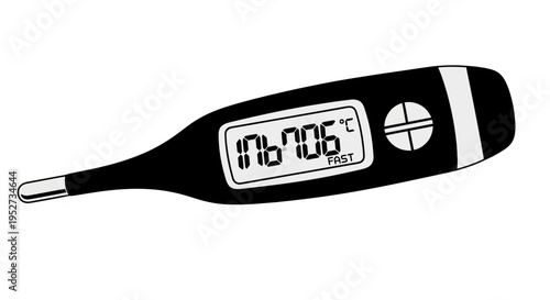 Digital Thermometer Displaying High Temperature in Celsius.