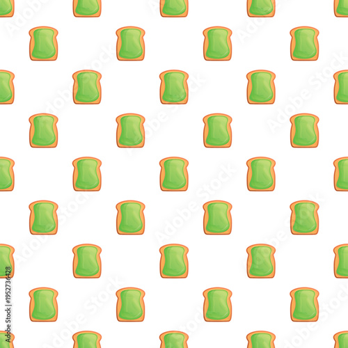 Avocado toast cartoon pattern creating a seamless background for healthy food concepts