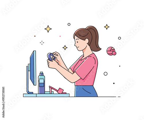 Top model adjusting accessories while preparing backstage for a runway show, illustrating fashion preparation, confidence, and attention to detail. Minimalist