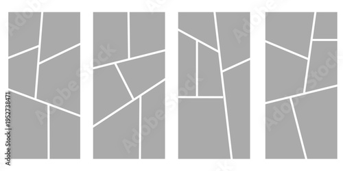Set of collage grid manga comic storyboard layout panel blank template. Empty page frame for comic book, photo collage, poster, flyer. Vector illustration