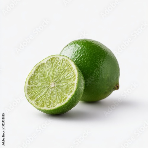 close up of lime on white background