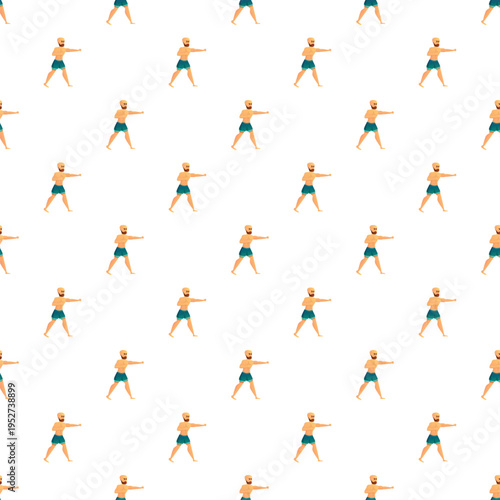 Man in boxer stance repeating on a white seamless pattern background