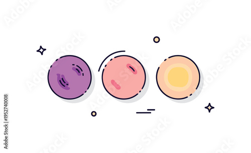 Healing stages of a bruise illustrated by three small circular skin patches shifting from deep purple to yellowish tones, expressing the natural recovery