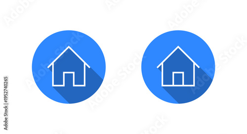 House outline icon with long shadow. Home symbol. Residential building sign