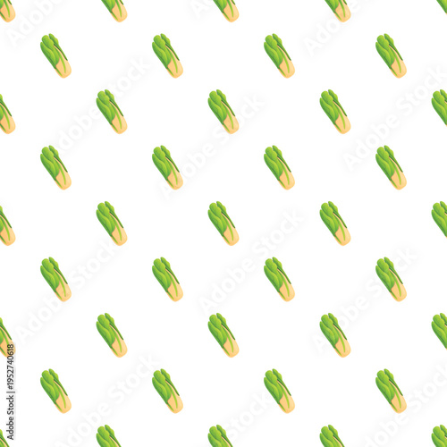 Bok choy vegetables seamlessly tiling on a white background
