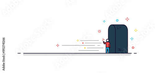 Dark corridor tension illustrated by a small figure at one end of a simplified tunnel shape while subtle sound lines stretch backward, expressing echo and