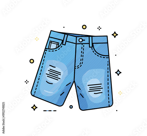 Faded jeans texture concept featuring a folded denim silhouette with soft gradient wear marks on the thighs and subtle seam stitching detail, expressing casual