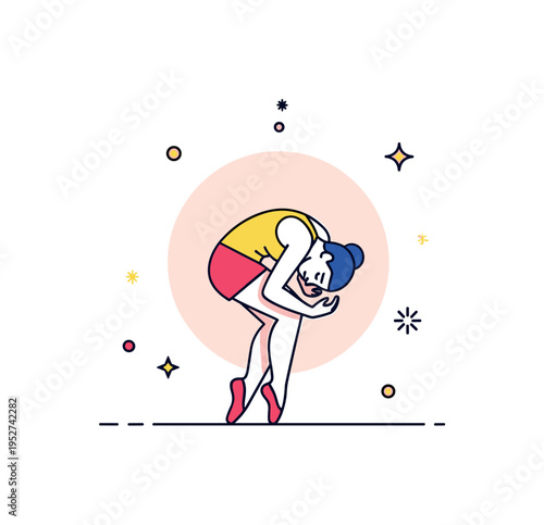 Emotional performance spotlight dancer curled inward under a soft circular light accent, expressing vulnerability and depth in contemporary choreography.