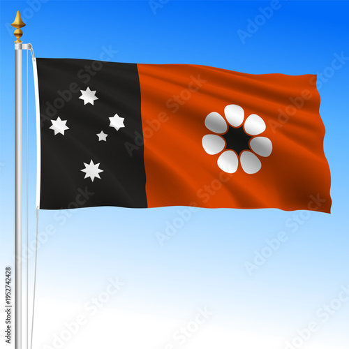 Northern territory, Australia, waving flag, Oceania, vector illustration