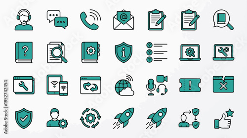 Orchestra Music Icon Set in Linear Style. A collection of linear icons, including conductor, violin, stage, notes, metronome, concert, gear, sheet music, award, and more. Editable Stroke.