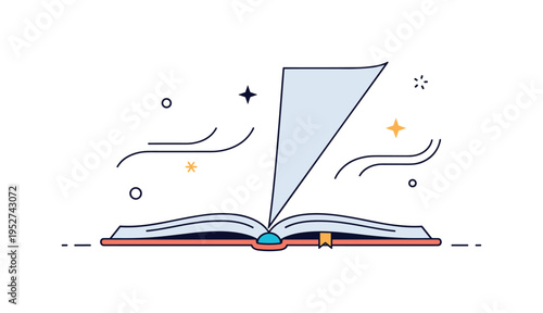 Turning page moment shown as a single page lifting softly from an open book, conveying movement and transition between chapters. The clean editorial layout