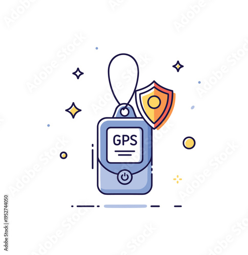 GPS tracking wearable for seniors illustrated through a small pendant style device with a subtle location pin and shield accent, symbolizing safety,