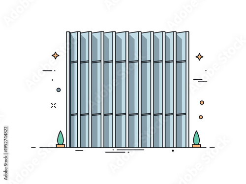 Architectural facade detail tall narrow panels arranged in a strict vertical grid with subtle shadow separation, expressing precision and contemporary design.