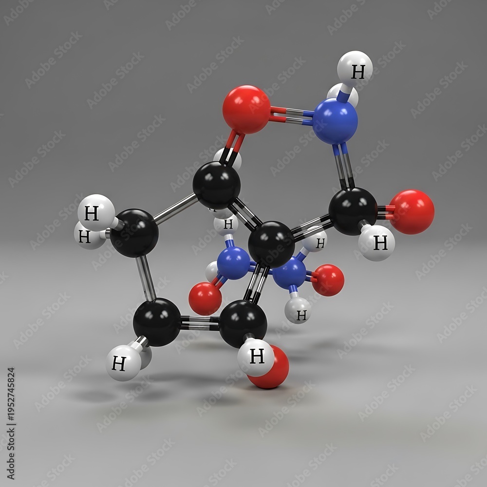 Obraz premium 3D rendered molecular model of a complex organic chemical structure