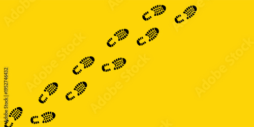 Footprint Trail Black Yellow Minimal Background Design