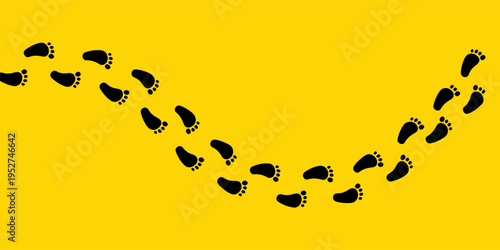 Footprint Trail Black Yellow Minimal Background Design