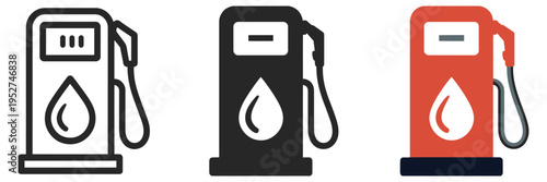 gas station fuel pump with drop icon isolated on white background, transportation symbol for energy and refueling concept modern flat style illustration for automotive service branding.