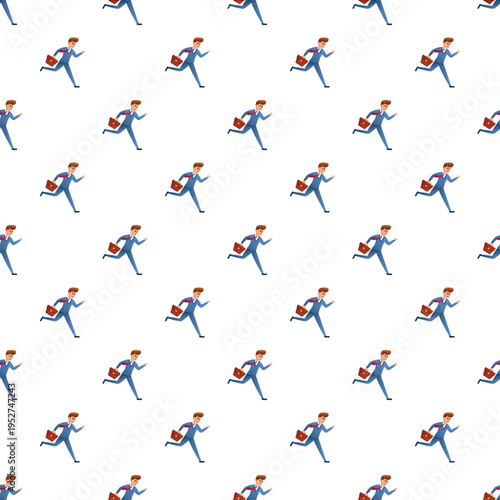 Running businessman with briefcase forming a repeating pattern, symbolizing business urgency