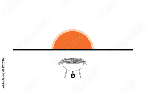 Minimalist composition featuring a black and white glass jar used for bulk storage, centered along a thin horizontal baseline, large red half-circle behind