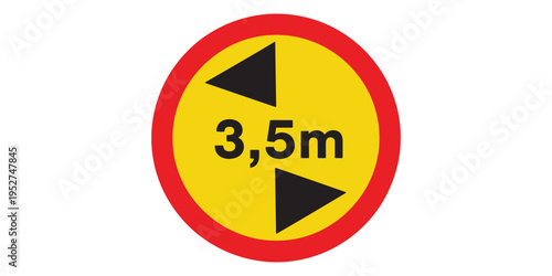 Road sign indicating maximum height 35 meters allowed