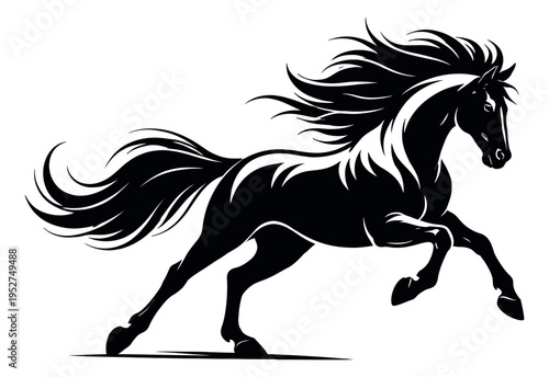 Stylized illustration of a horse depicting powerful galloping for dynamic branding