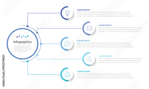 Photos A balanced diagram featuring 5 individual circles arranged in a clean, minimalist layout