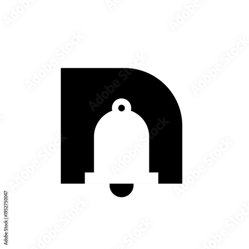 Minimalist Bell Notification Icon Integrated with Letter N Logo Design