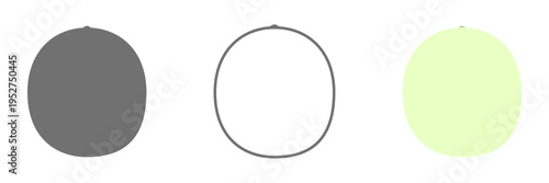 ハニーデューメロンアイコンセット 白黒・線画・カラーのシンプルな果物イラスト素材