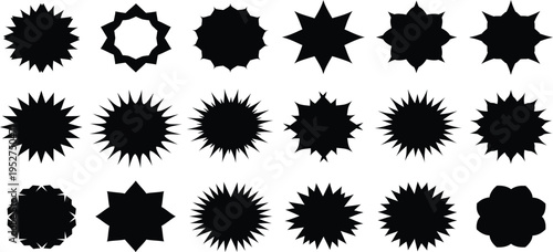 Collection of black spiky shapes and silhouettes